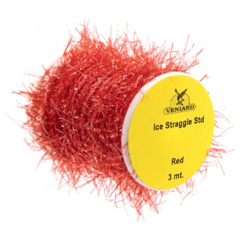 Veniard Ice Straggle Chenille Standard (3M) Red Fly Tying Materials (Product Length 3.28 Yds / 3m)